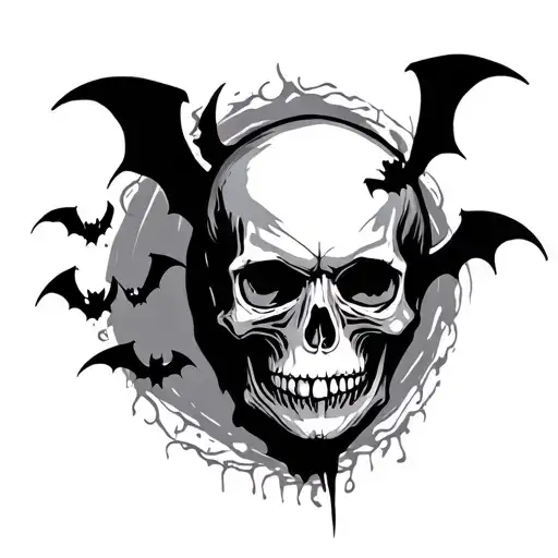Skull With Bats