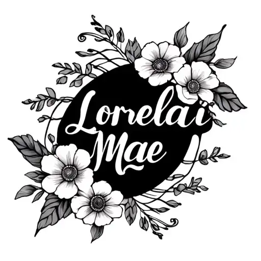 The Name Lorelai Mae In Calligraphy For Forearm Floral