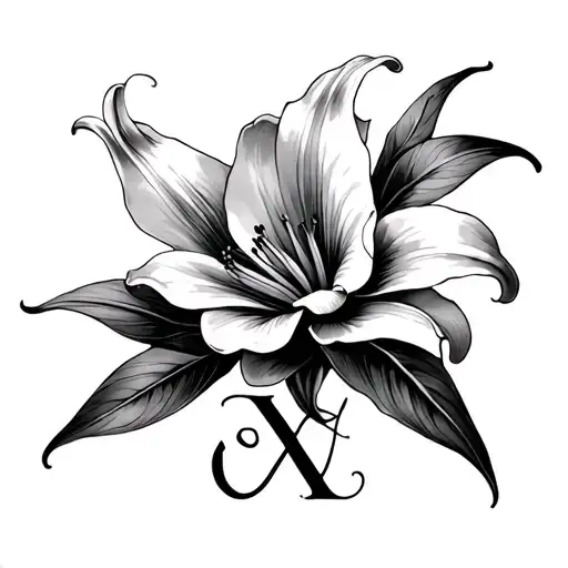 Lilly Flower With X Initial