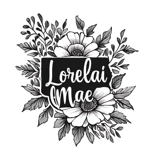 The Name Lorelai Mae In Calligraphy For Forearm Floral