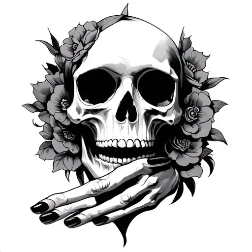 Catrina Dark Hand Tattoo Skull