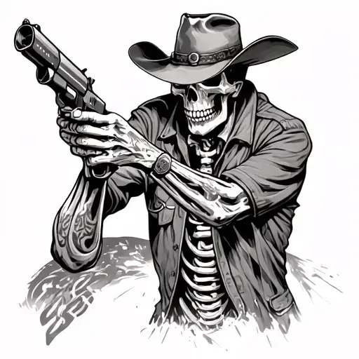 Skeleton Cowboy Gets Shot While Changing His Gun