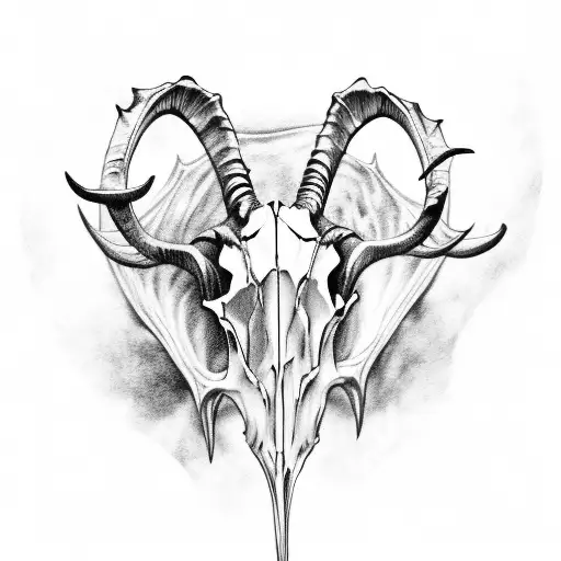 Goat Skull And Sharp Angel Wings