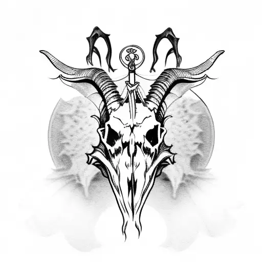 Goat Skull And Metal Angel Wings