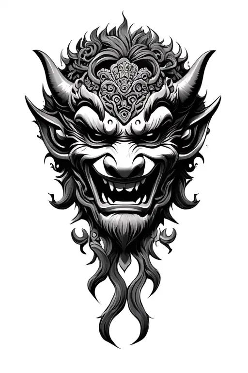 Round Picture Frame Oni Mask 3D