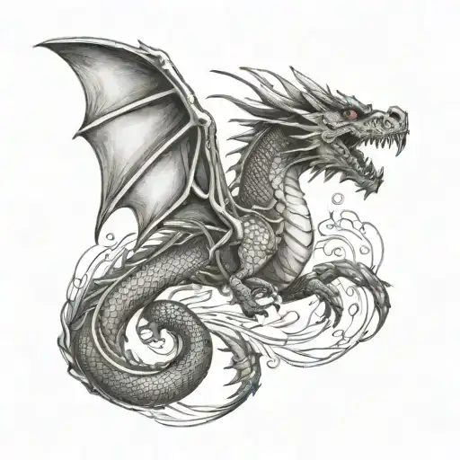 Black Dragon Breathing Fire Breathing Dragon
