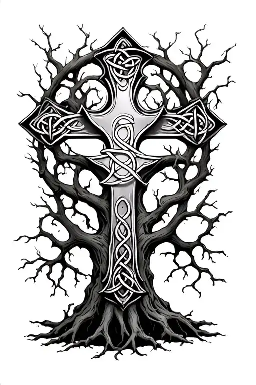 Poison Tree With A Celtic Cross Going Through It