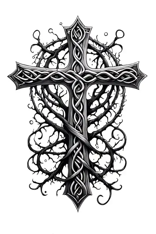 Poison Tree Wrapping Around A Celtic Cross