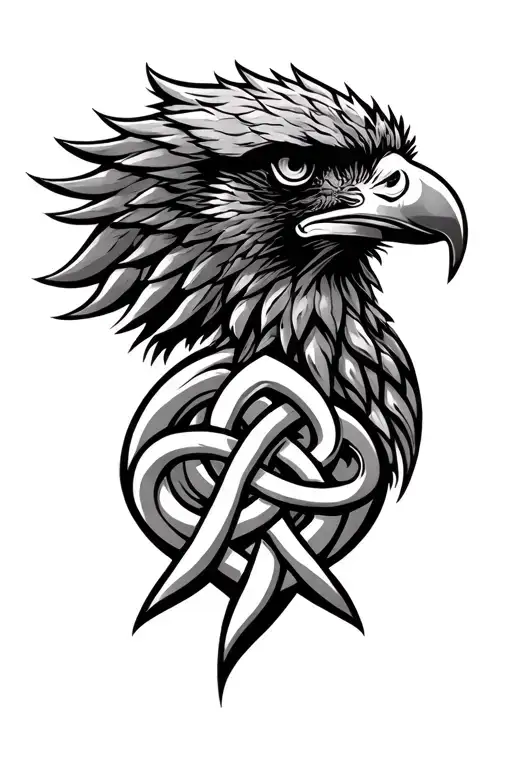 Celtic Knot Intertwined Hawk Head Profile