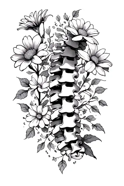 Spinal Vertabres With Flowers Growing Out Of Them