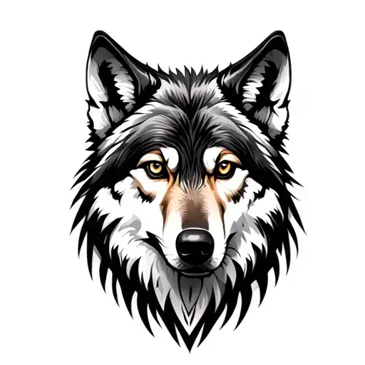 Photo Realistic Wolf With Tribal Design Framing