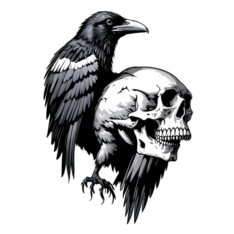 Raven With Skull On His Wings