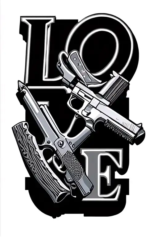 Word Love With Weapons Like Guns