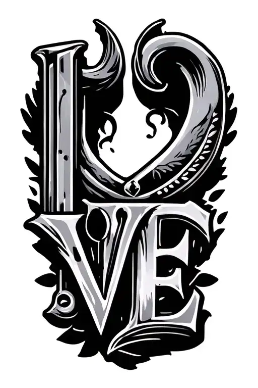 Word Love From Weapons Siluet