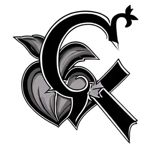 Cross With G Letter And Broken Heart With Infinity