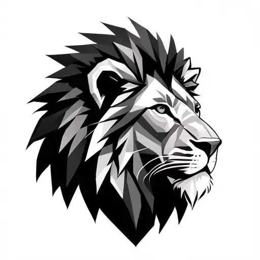 Lion Geometric Design Incorporating Elements