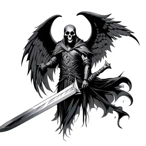 Angel Devil Reaper Holding Sword