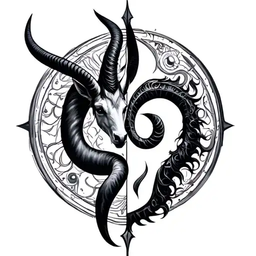 Capricorn And Gemini Zodiac Symbol Combined Together