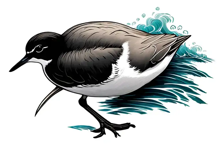 Sandpiper And Ocean Waves