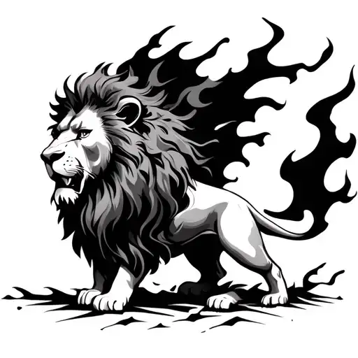 Lion Rising From Ashes