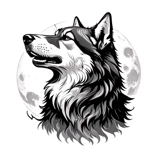 Turkish Wolf Howling At The Moon