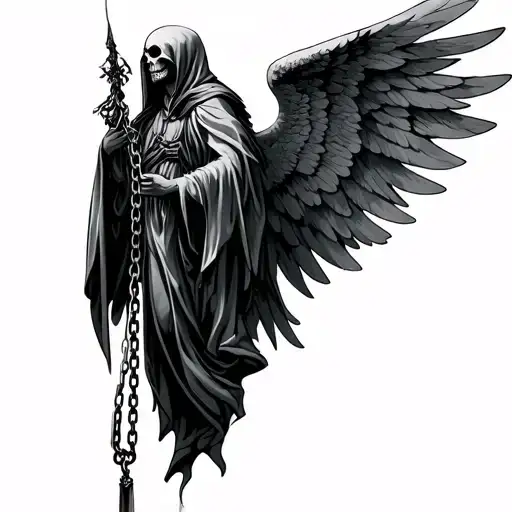 Angel Of Death Cloaked Holding A Chain