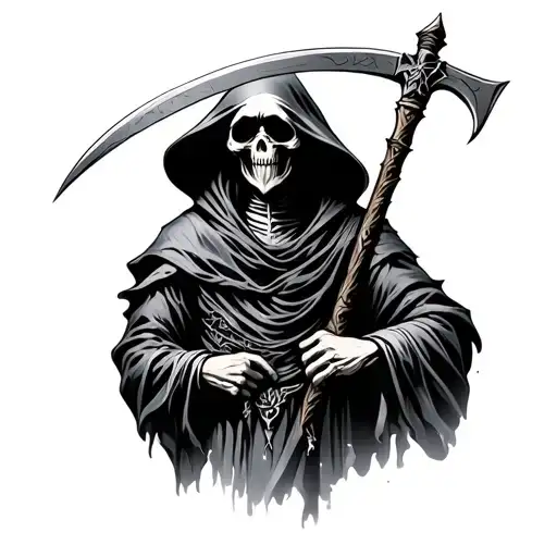 Grim Reaper Holding A Scythe