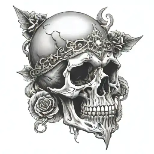 Design A Tattoo That Merges Elden Ring Imagery With A Skull Centerpiece