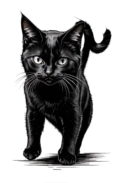 Black Cat Walking Towards
