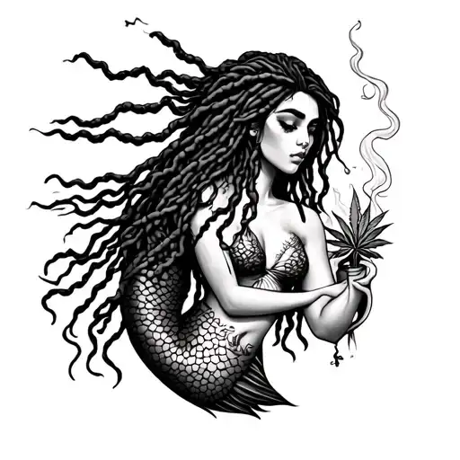 Mermaid With Dreadlocks Smoking Weed