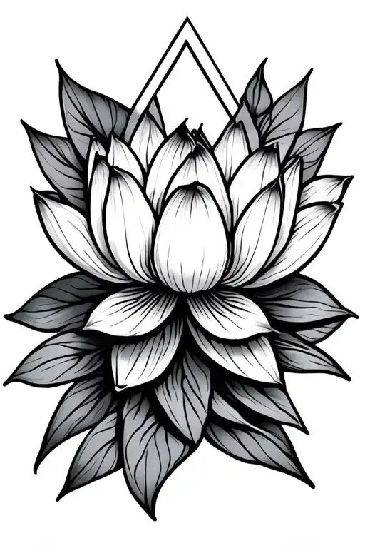 Lotus Flower With Triangle Outline Intertwined