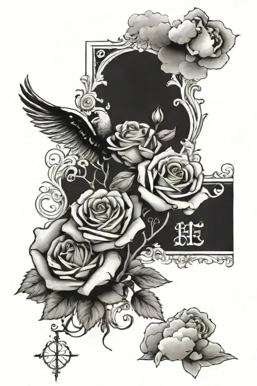 Bible Verse Tatto With Roses And Clouds Surrounding