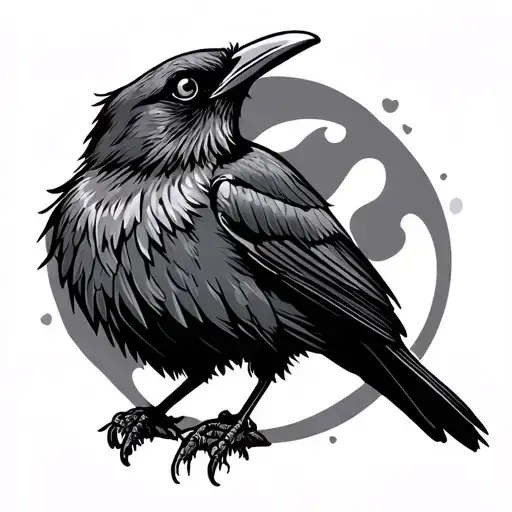 Cartoon Crow Perched On Top