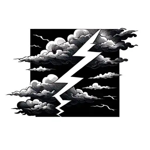 Line Cloud With Lightning Bolt