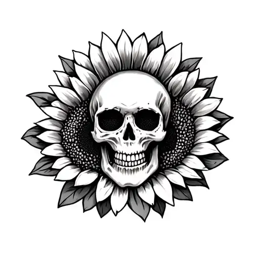 Skull Sunflower Crown Surrounded