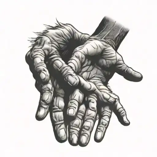 Father And Kids Sillouhette Hands