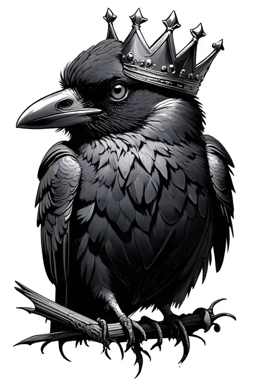 Blacked Out Crow With A Crown