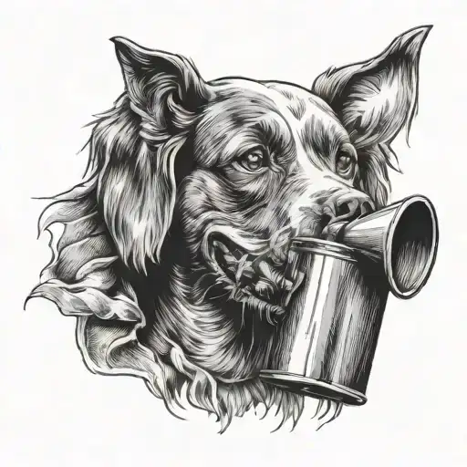 Dog With Watering Can In Its Mouth