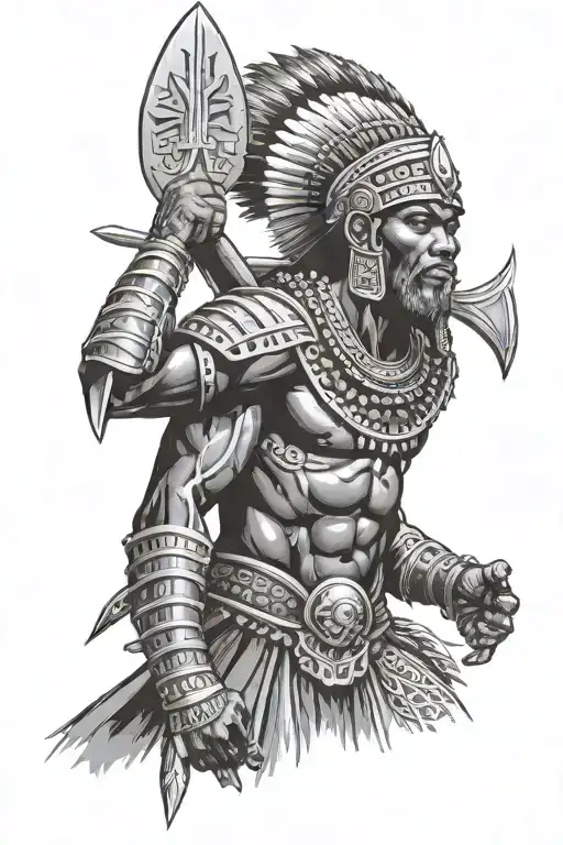 African Warrior Wielding