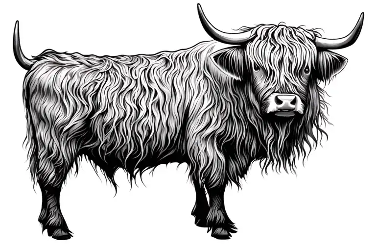 Line Drawing Of Highland Cow