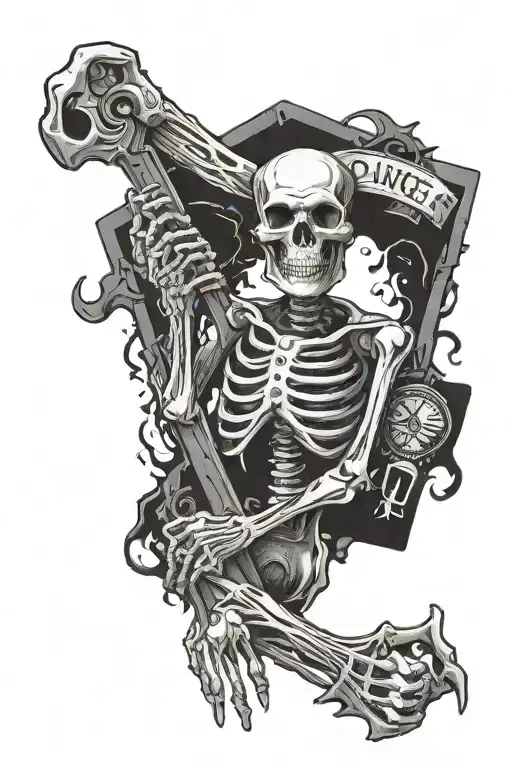Skeleton Holding A Danger Sign