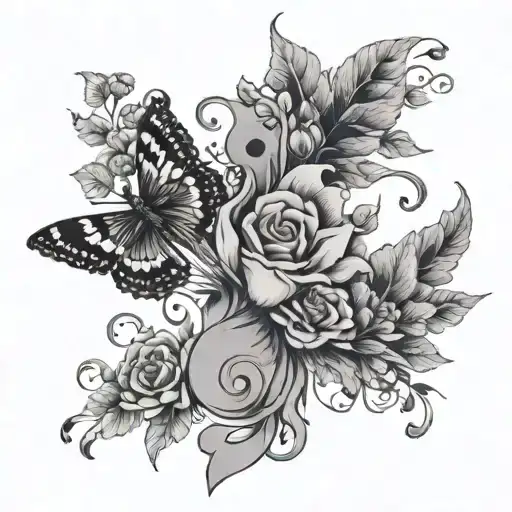 Semicolon And Flowers Intertwined