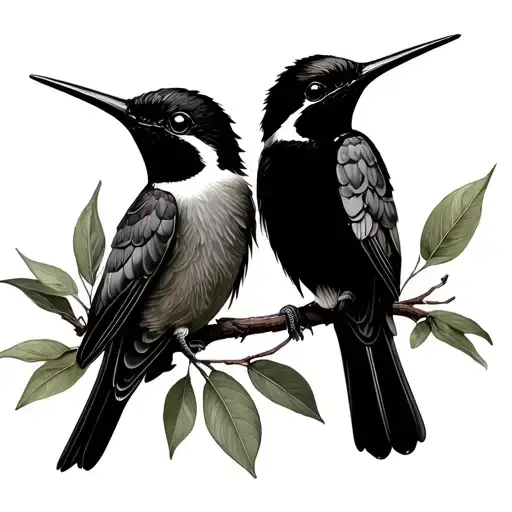 Two Kolibri And Olive Tree Branch