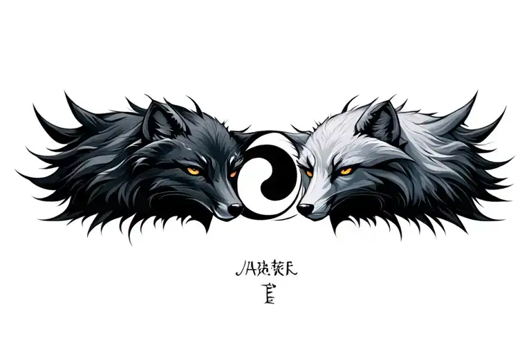 Grey Fox And Silver Fox Yin Yang Symbol