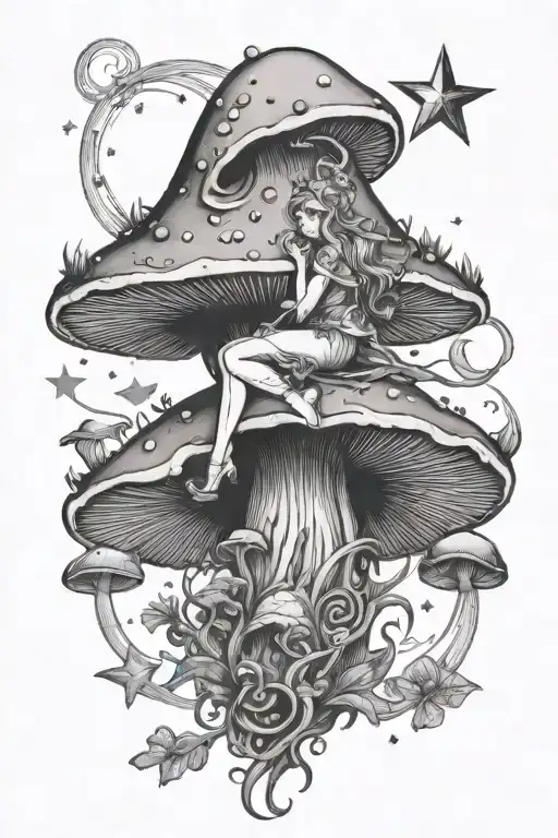 Moons Stars Fairy Core Aquarius Mushroom
