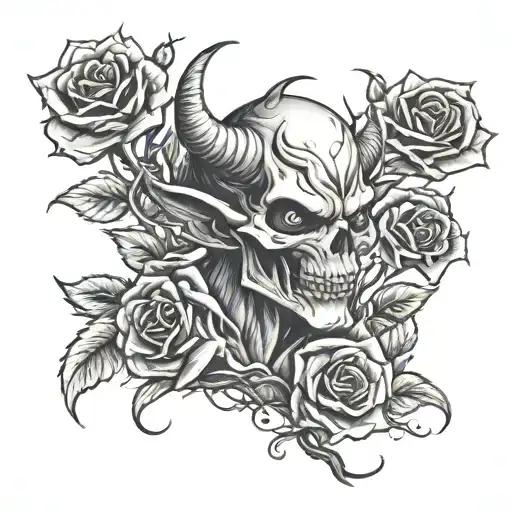 Scrawny Demon Holding Rose