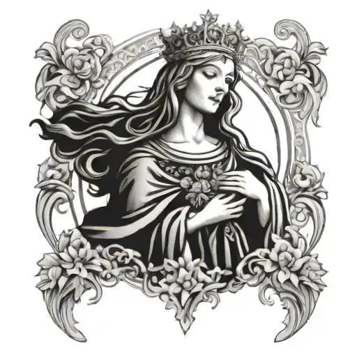Art Nouveau Mary Queen Of Heaven
