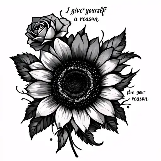 I Want The Words Give Yourself A Reason With A Sunflower And Rose Around The Words