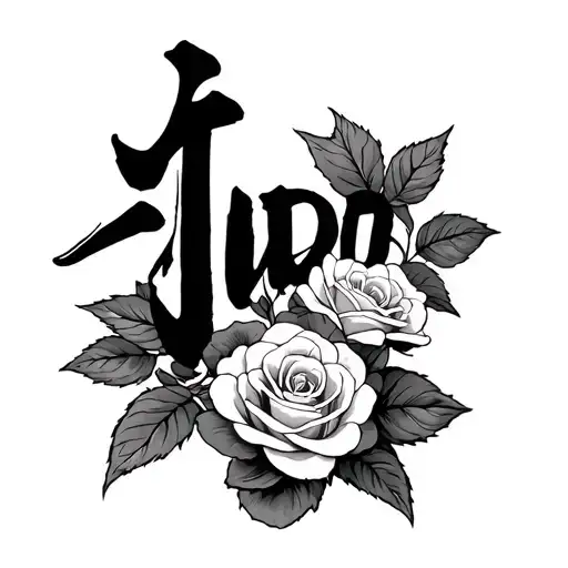The Word Judo In Japanese And Some Roses