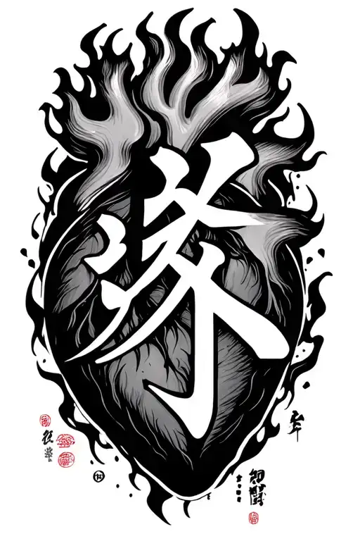 Set Your Heart Ablaze Japanese Kanji Characters